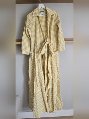 Shabby Apple Yellow and White Gingham Shirt Dress